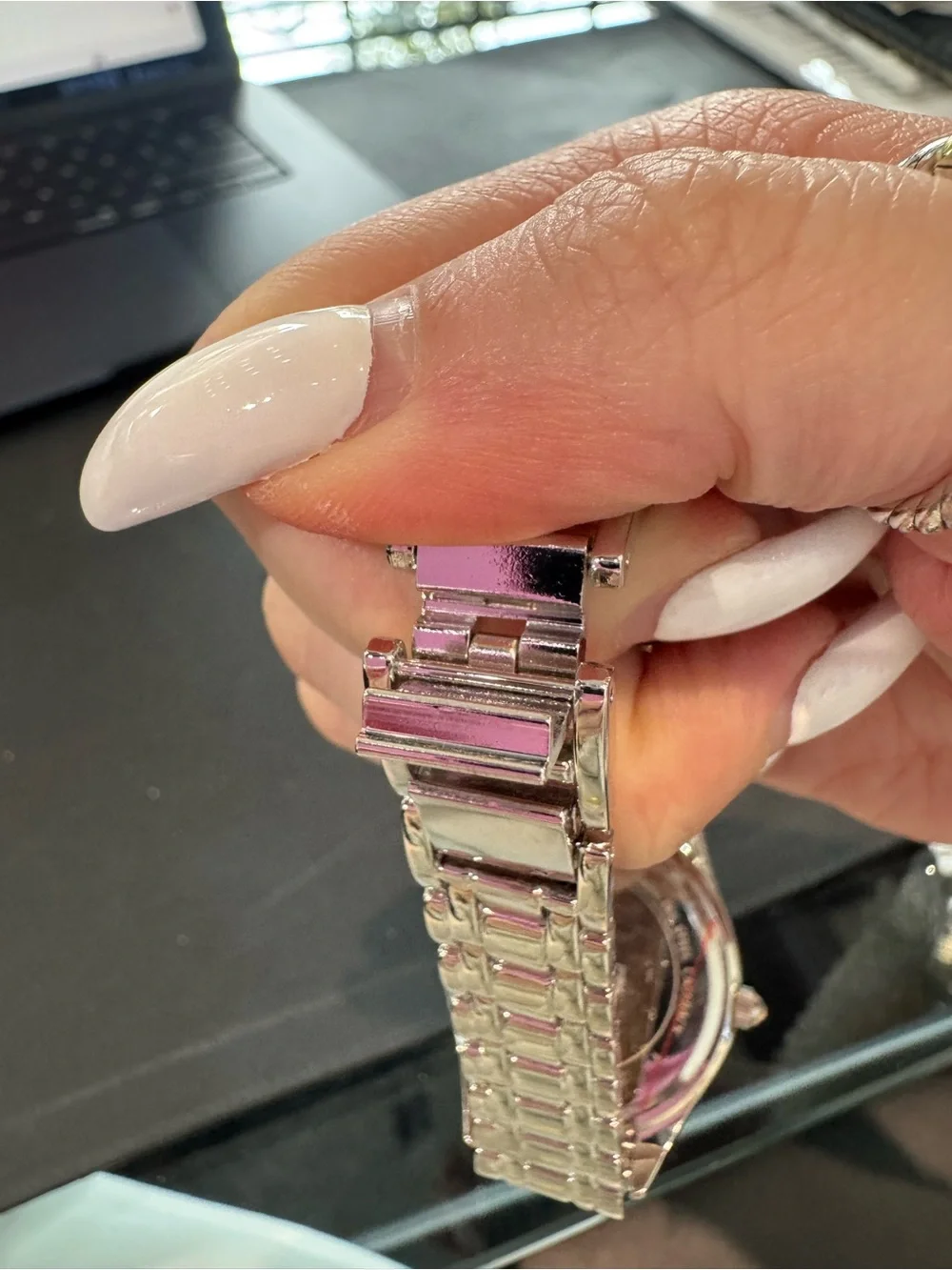 New DMQ Women's Quartz Watch – Silver Tone, Crystal Accent Bezel & Roman Numeral